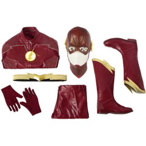 The Flash Season 4 Barry Allen Flash Outfit Jumpsuit Uniform Cosplay Costume+shoes Whole Set