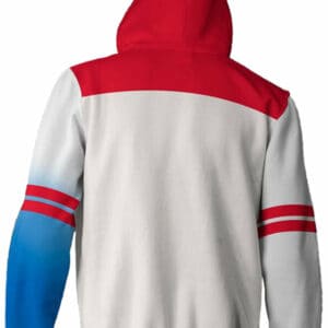Suicide Squad Harley Quinn White Red Pattern Hoodie Girls Zip Up Sweatshirt