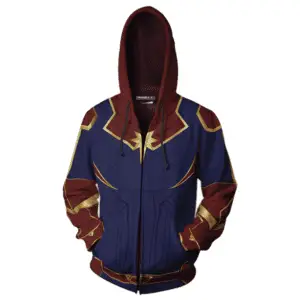 Teen Zip-up Hoodie Avengers 4 Captain Marvel Carol Danvers 3d Sweatshirt