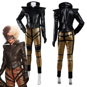 2021 Movie Cruella Coat Pants Outfits Halloween Carnival Suit Cosplay Costume