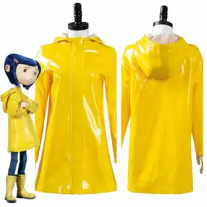 Coraline & The Secret Door- Coraline Jones Outfits Yellow Coat Halloween Carnival Suit Cosplay Costume
