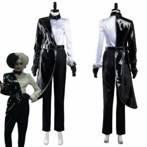 Cruella Black White Shirt Coat Pants Outfits Halloween Carnival Suit Cosplay Costume