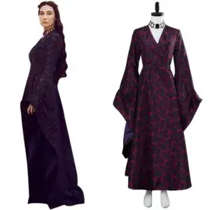 Game Of Thrones Season 8 Melisandre Red Hexagon Dress Dark Gown Cosplay Costume