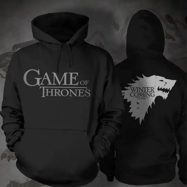 Game Of Thrones Stark Black Hooded T-shirt Costume (free Ship)