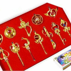 Sailor Moon Cosplay Keychain Pendant Necklace Collection Sets 14pcs Cosplay Accessories