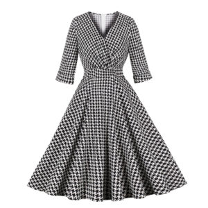 How The Grinch Stole Christmas Cindy Lou Women’s 1950s Vintage Plaid&dot Swing Tea Dress 