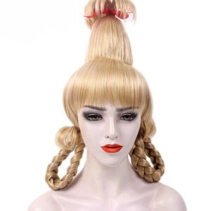 How The Grinch Stole Christmas Cindy Lou Who Cosplay Braided Pigtail Blond Wig For Costume Party And Daily Use