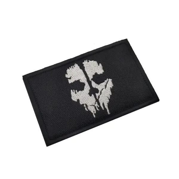 Call Of Duty Ghost Mask Embroidery Fabric Patch Velcro Morale Badge, Back Hand Fabric Patch